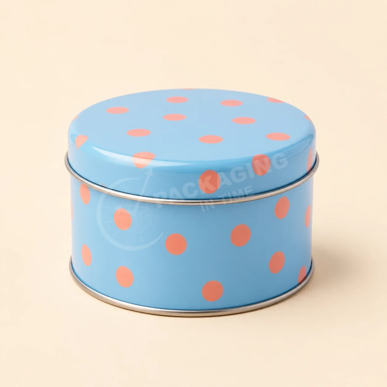 Light Blue Polka Dot Tin Containers with Metal Lids image 3