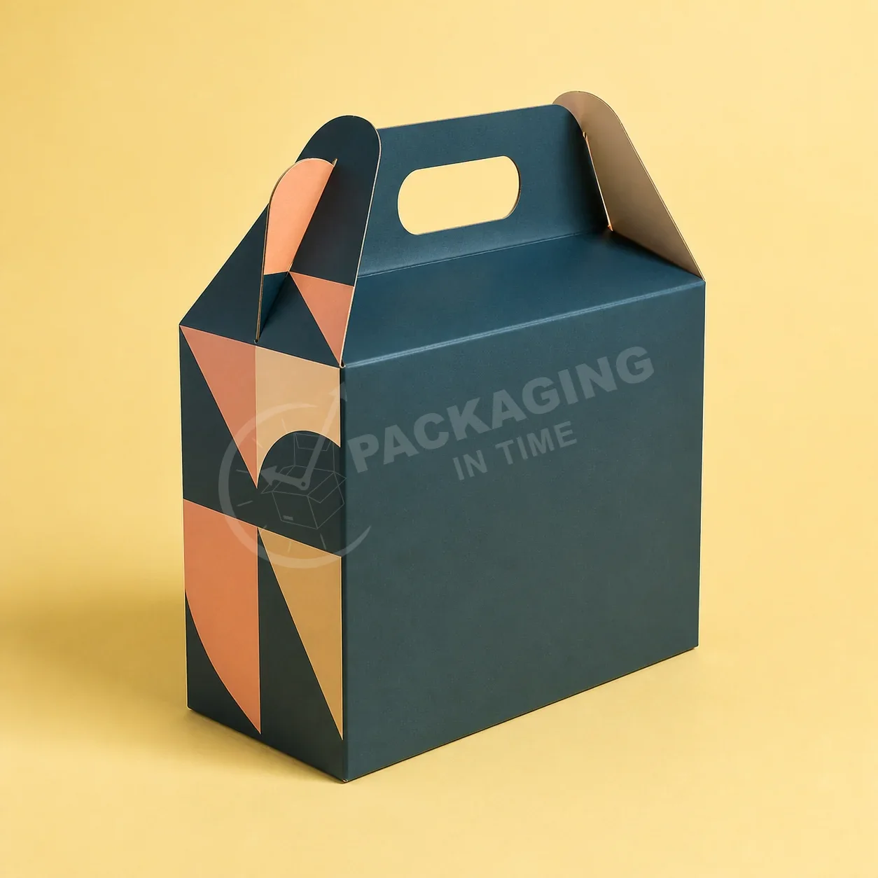 Teal Gable Box with Modern Geometric Design image 3