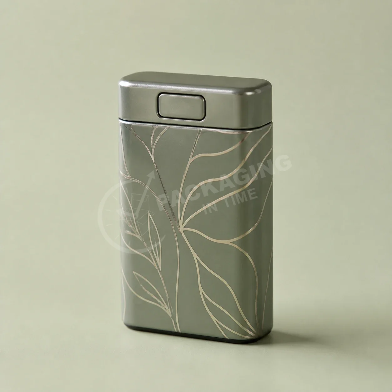 HerbGuard Slim Tin Packaging with Leaf-Pattern Design image 3