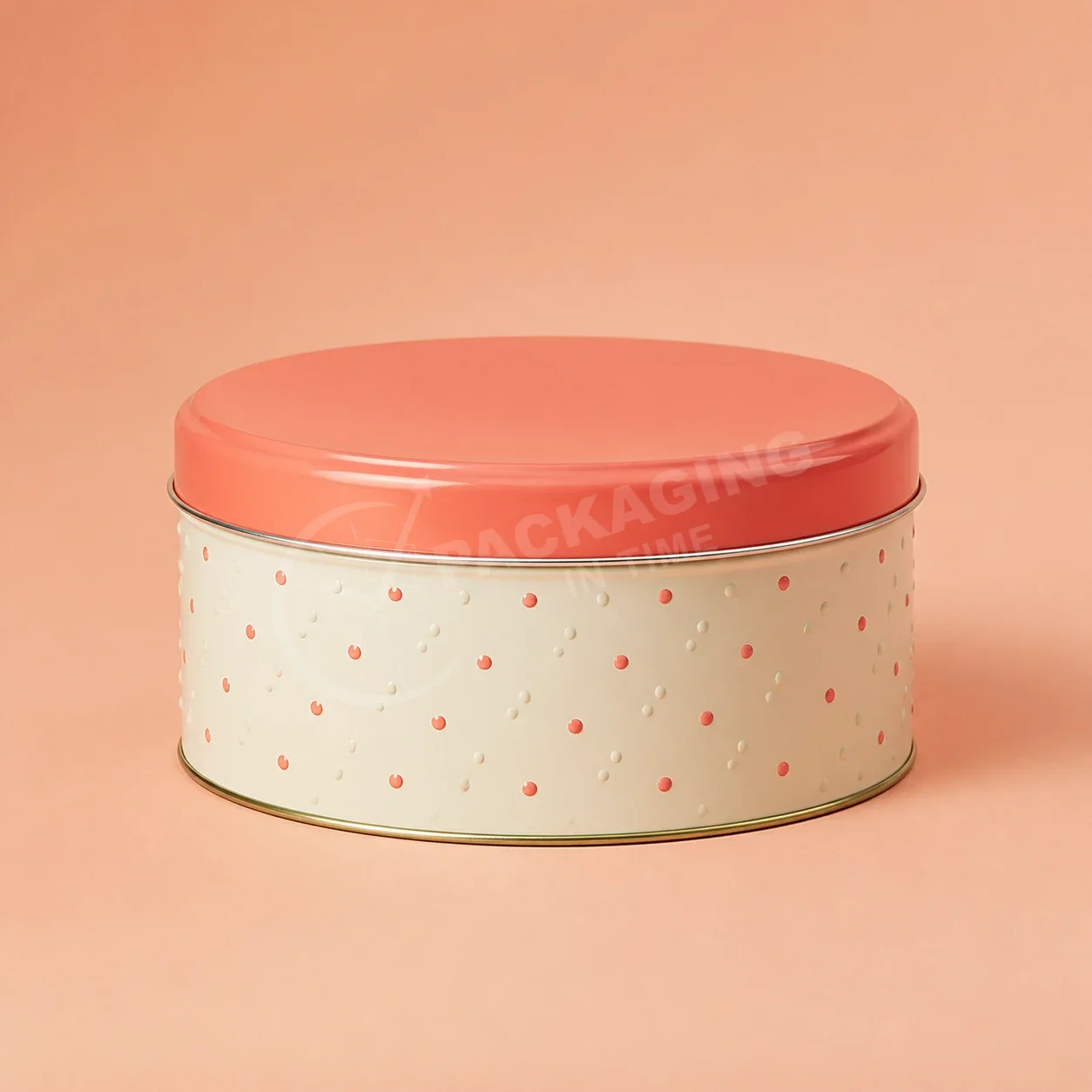 Polka Dot Tin Container with Red Lid and Metal Clasp image 3