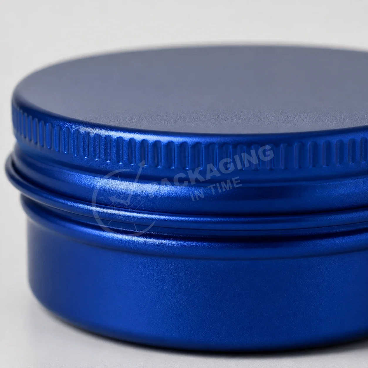 Blue Metal Tin Container with Screw Cap Lid