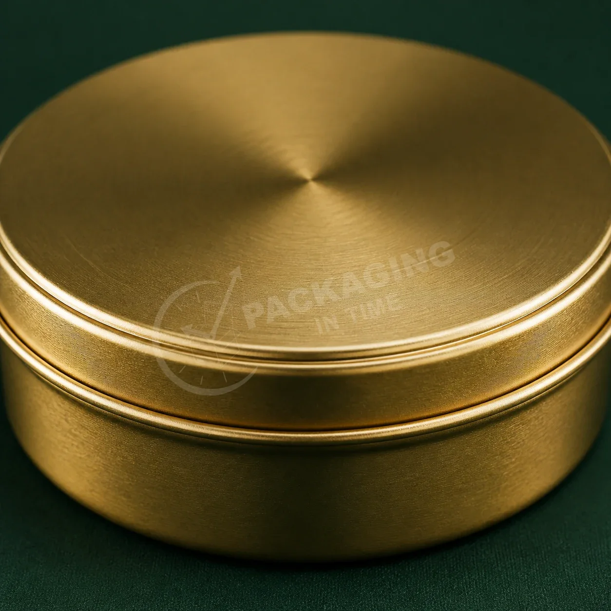 Brushed Gold Round Tin with Lid