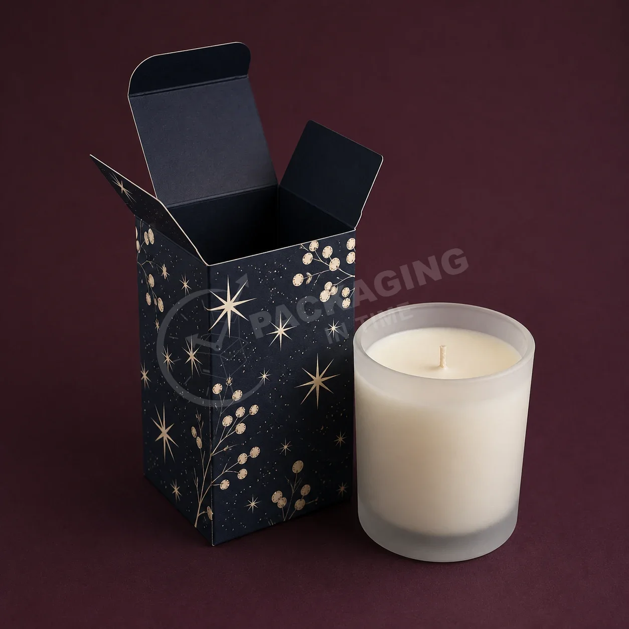 Celestial Star and Berry Printed Candle Box with Gold Foil Details image 2
