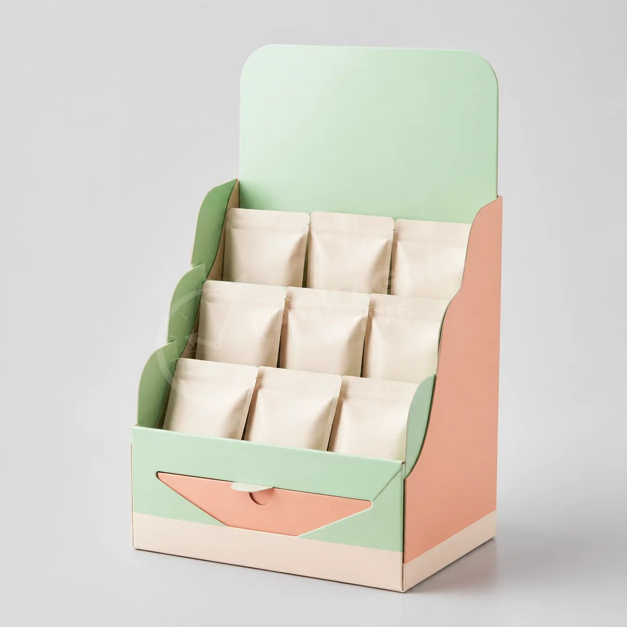Curved Multi-Tier Display Box with Tiered Compartments