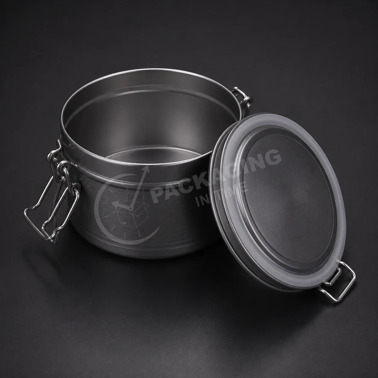 Airtight Tin Container with Hinged Locking Clasp image 2