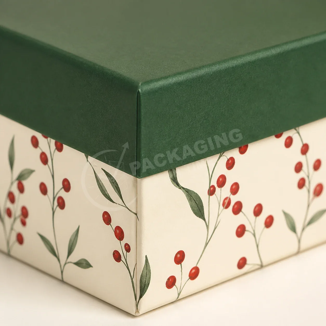 Botanical Berry Gift Box with Green Lid