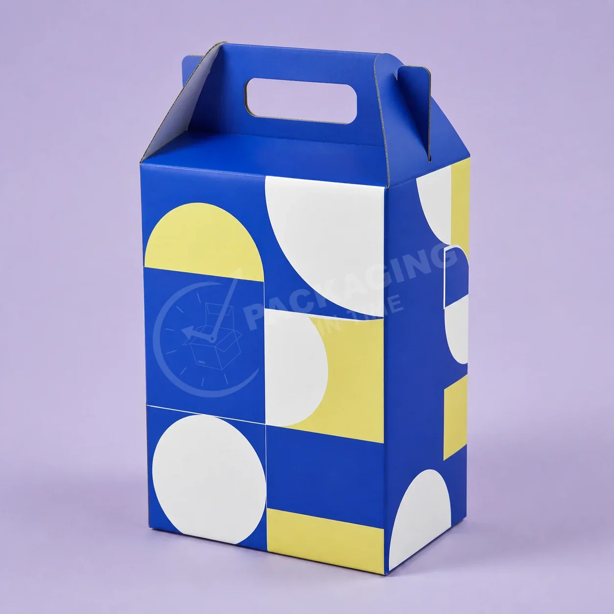 Cobalt Gable Box with Handle – Geometric Design image 3