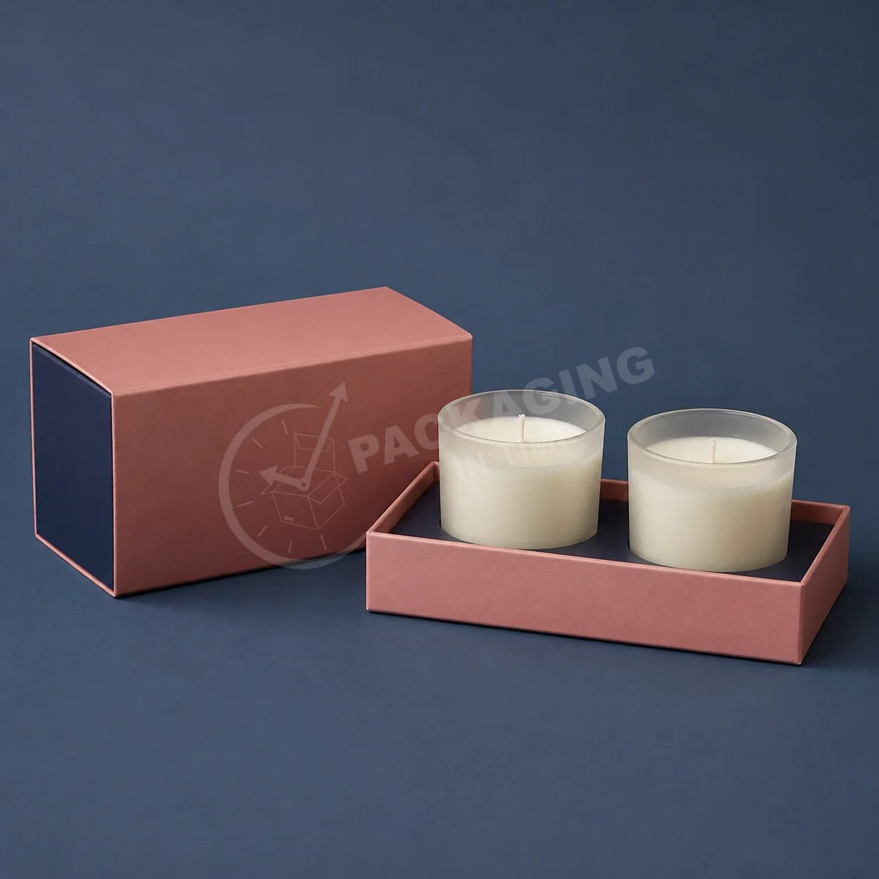 Slide-On Candle Set with Pull-Out Tray — Two-Candle Packaging image 2