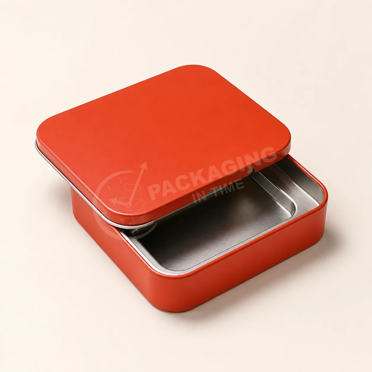 Red Slide Tin Box with Metal Interior image 2