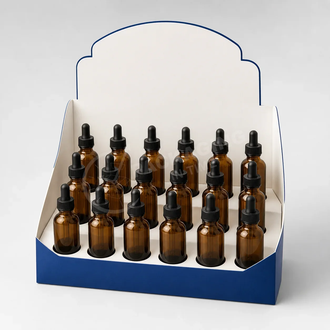 Display Box for Dropper Bottles with Tiered Shelf Compartments image 2