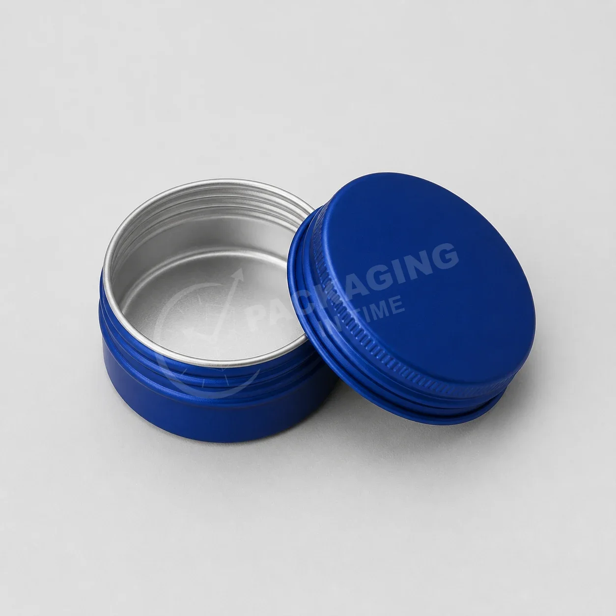 Blue Metal Tin Container with Screw Cap Lid image 2