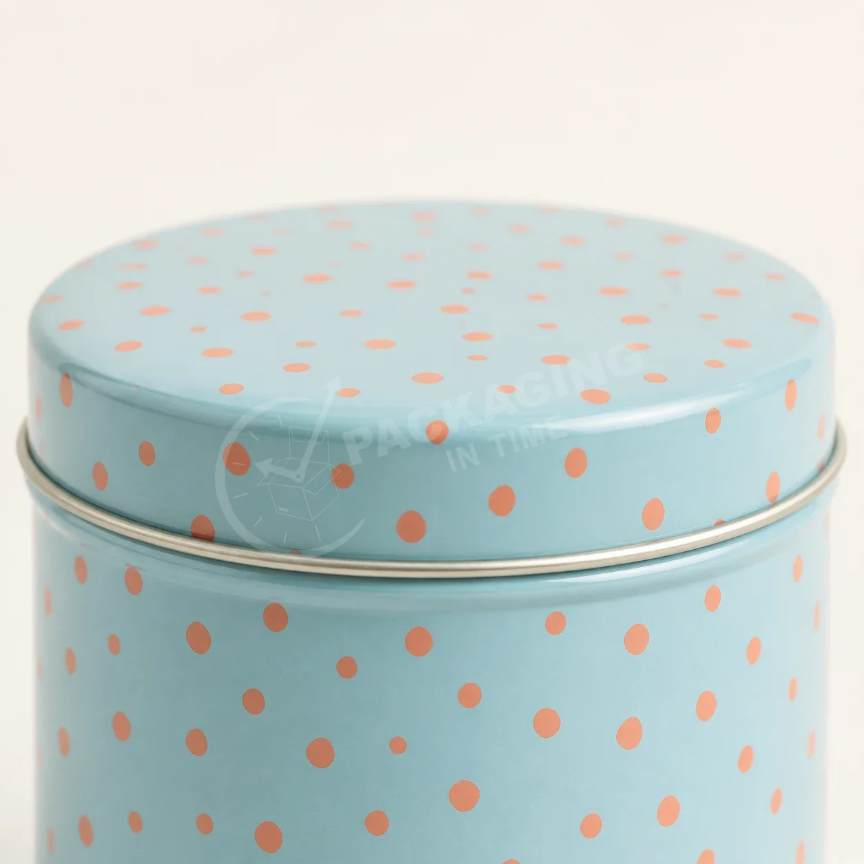 Light Blue Polka Dot Tin Containers with Metal Lids