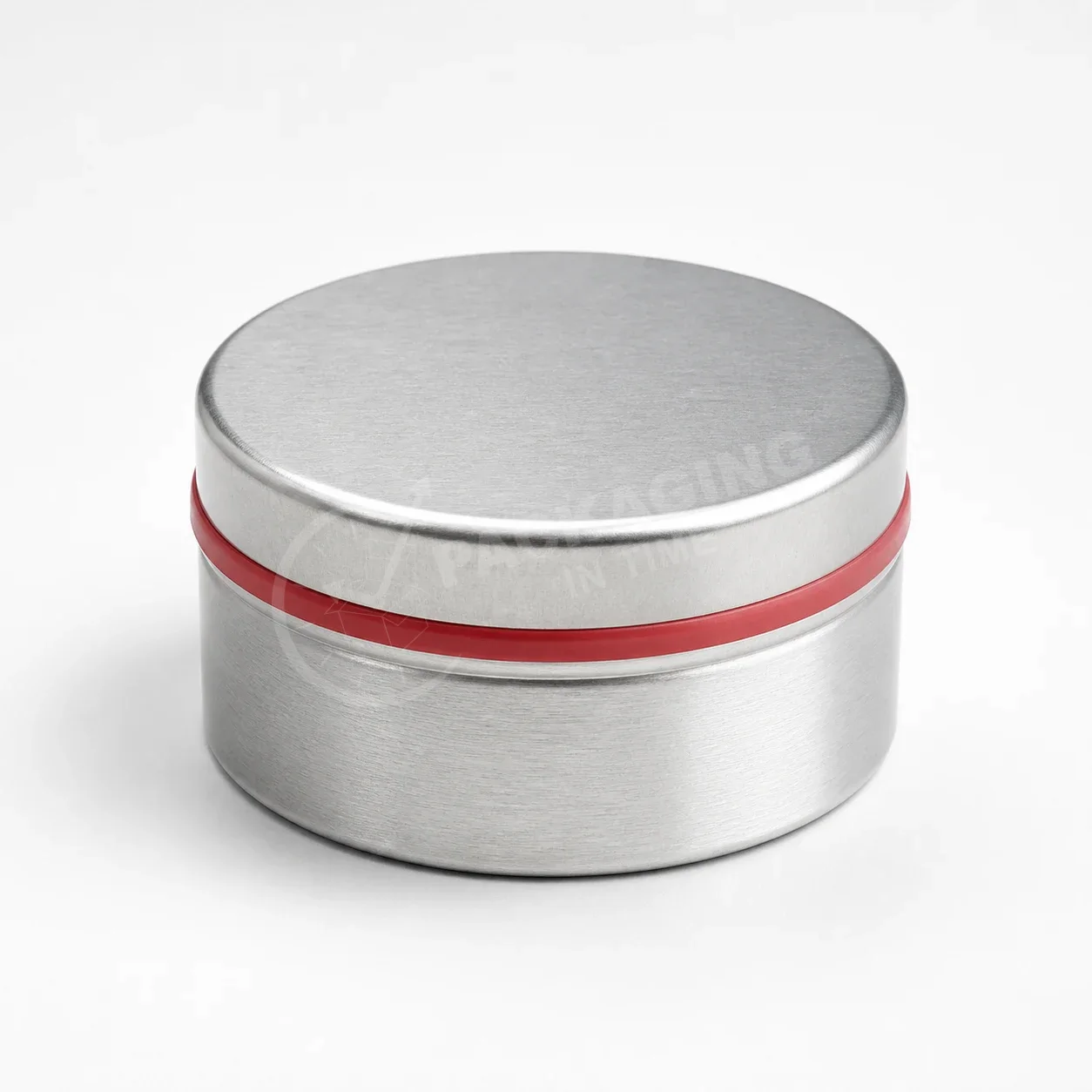 Brushed Aluminum Tin with Red Accent Band image 3