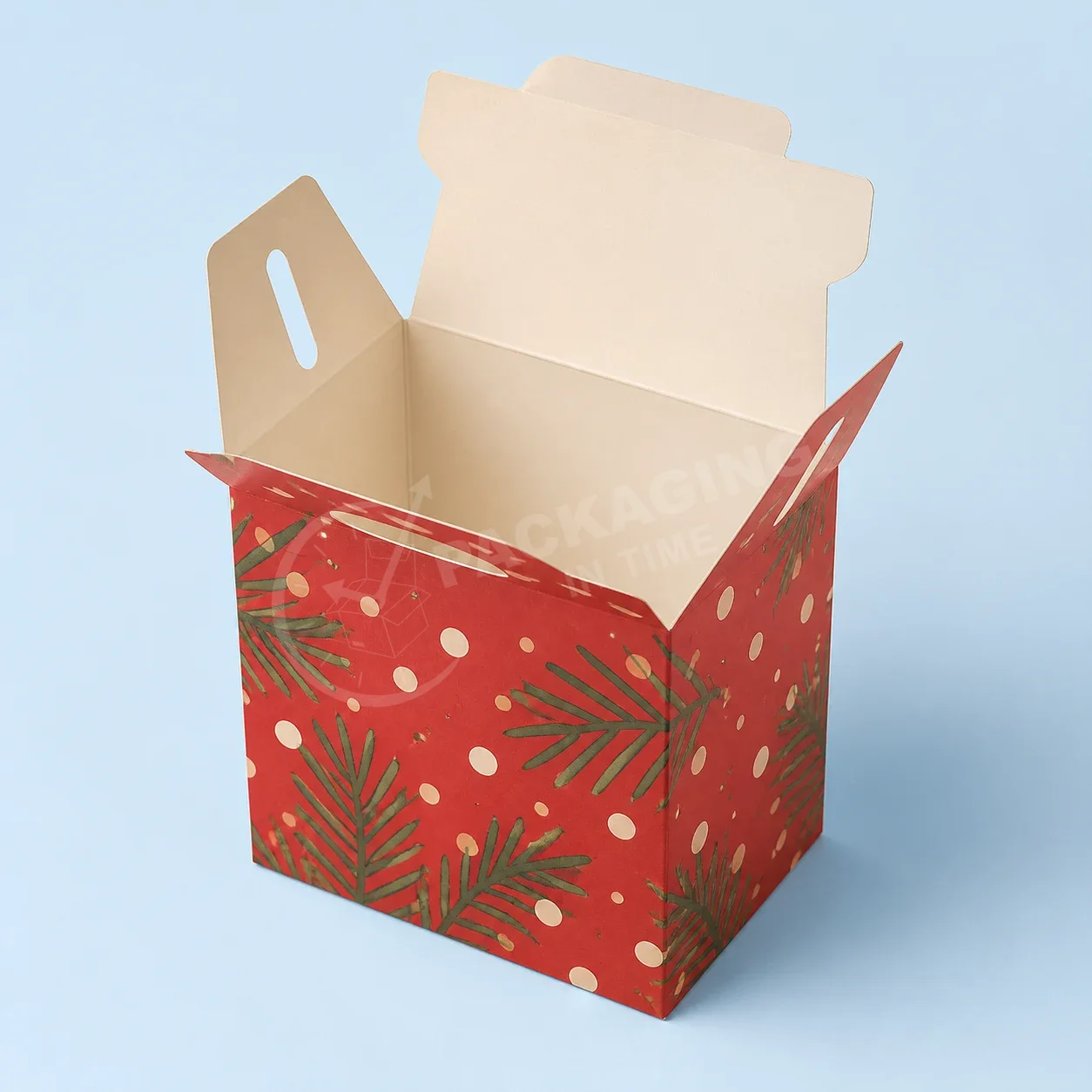 Red Holiday Gable Box with Pine Branch and Dot Design image 2