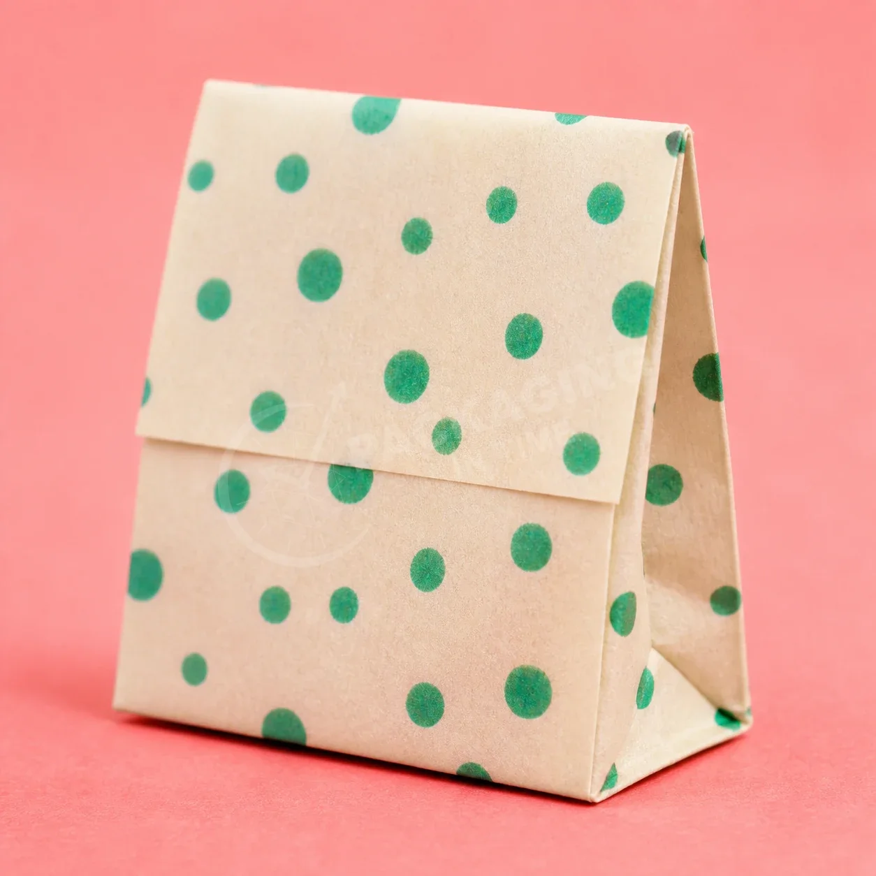 Kraft Paper Gable Boxes with Green Dot Print image 2