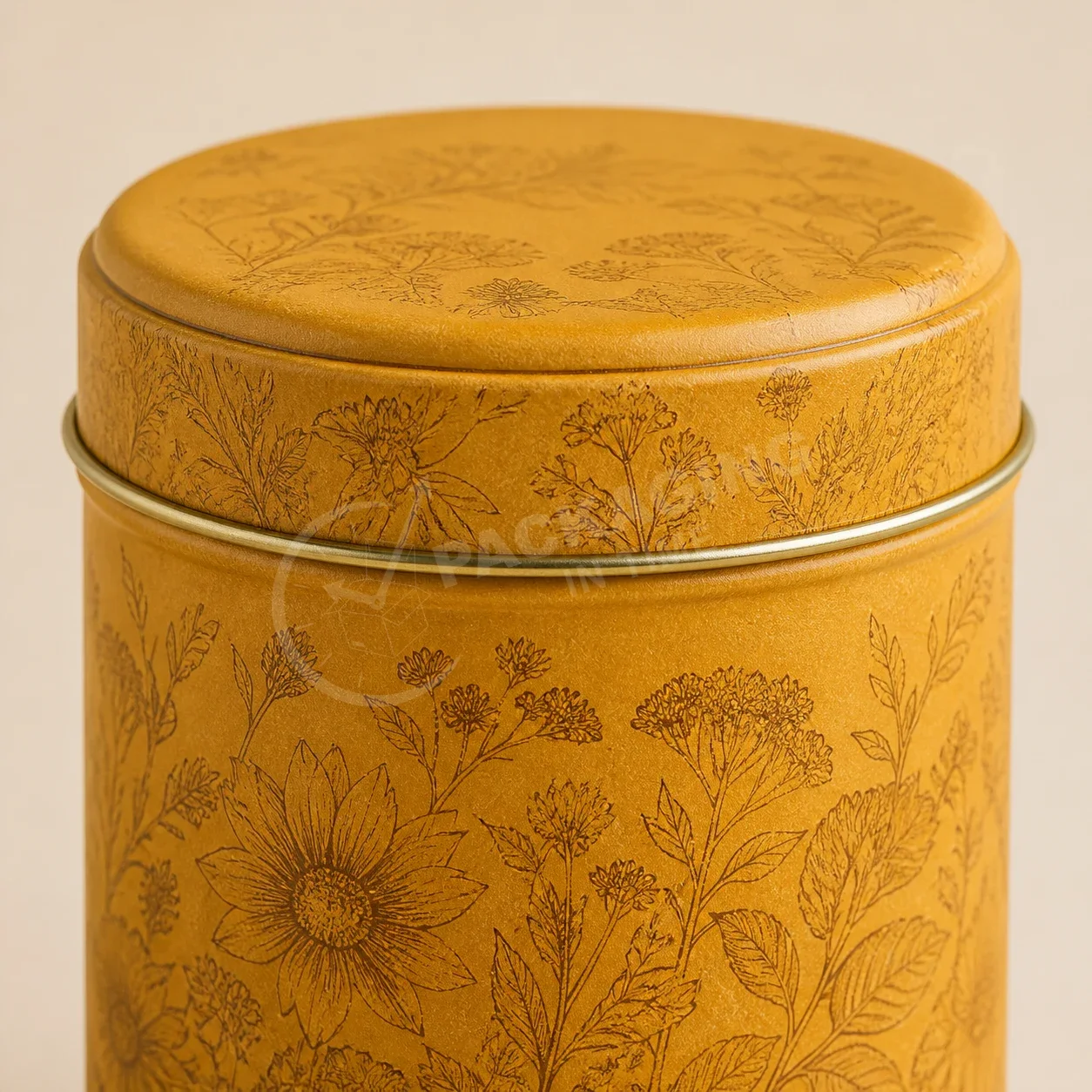 Vintage-Inspired Gold Botanical Tin with Matching Lid