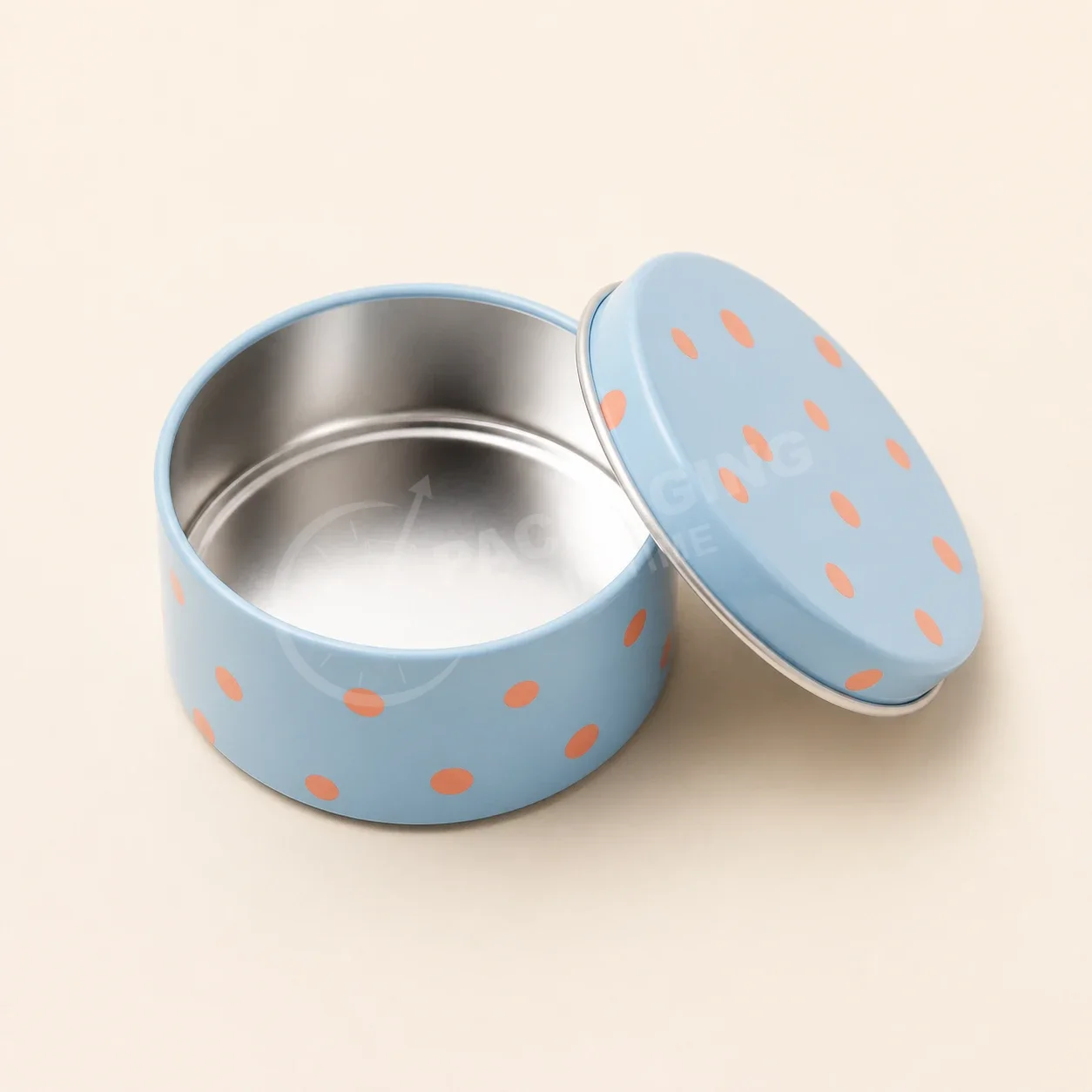 Light Blue Polka Dot Tin Containers with Metal Lids image 2
