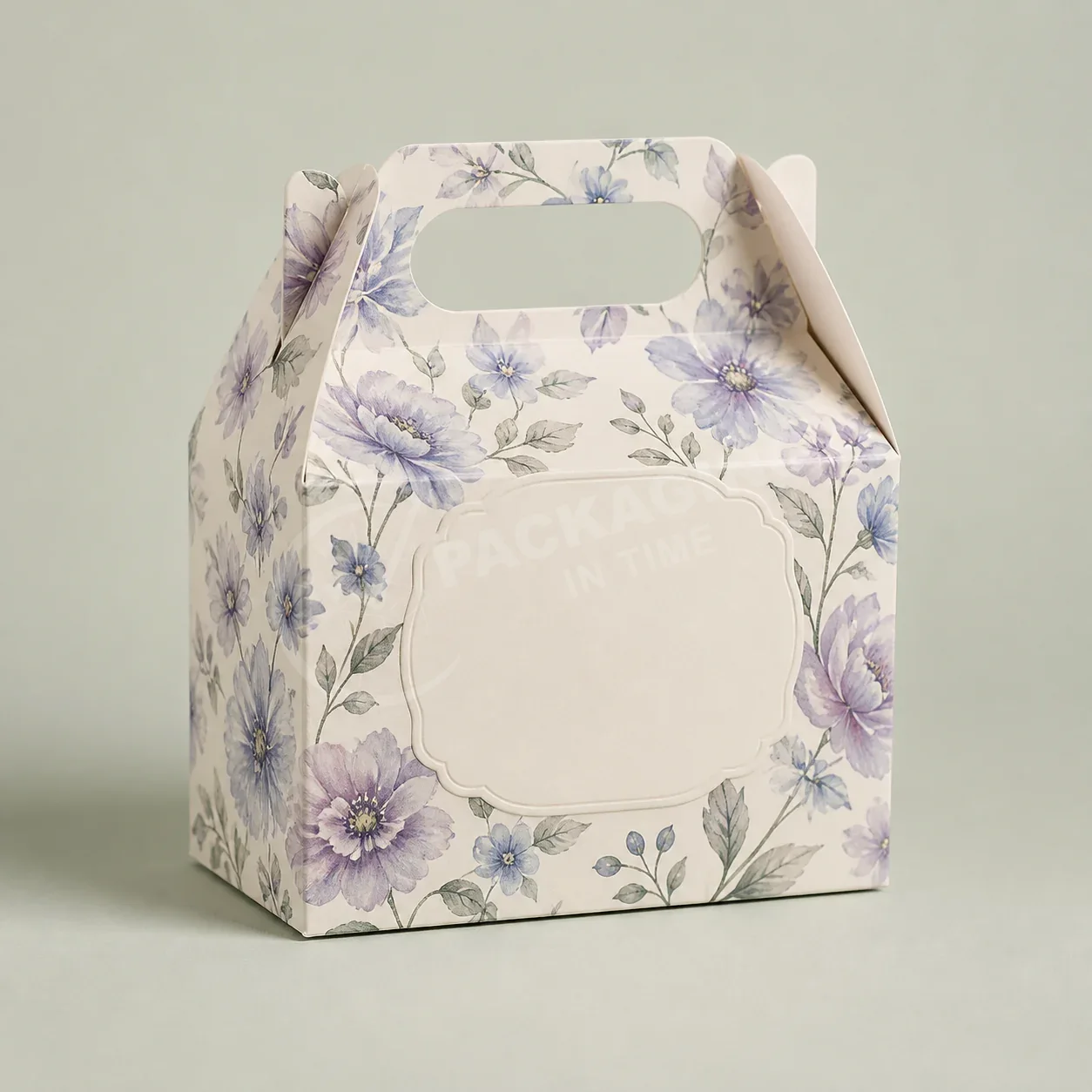Lavender Floral Gable Box with Handle
