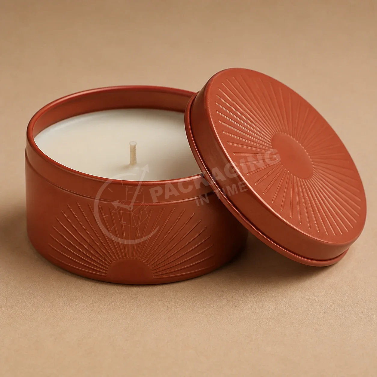 Candle Tin with Sunburst Lid