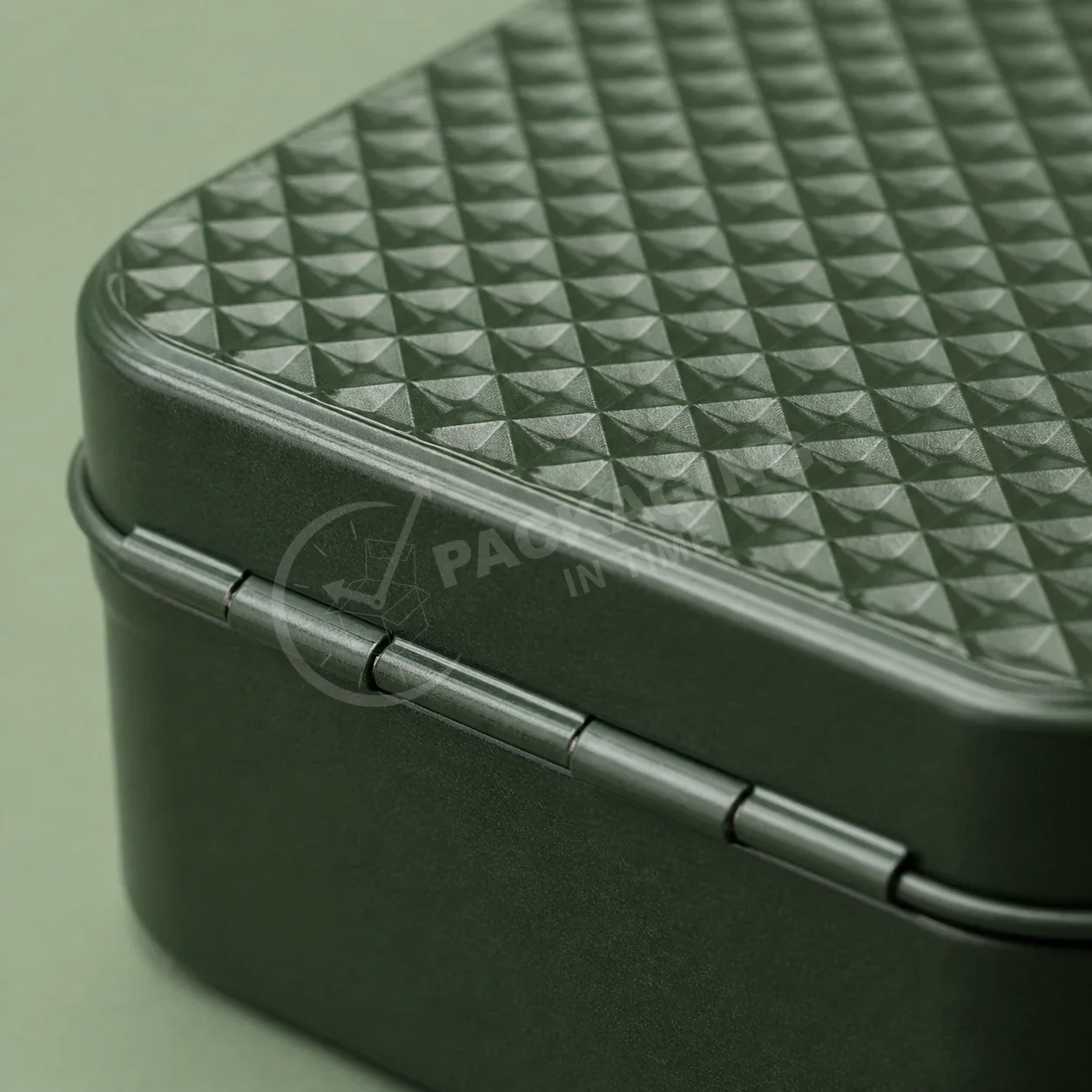 Square Hinge Tin with Quilted Diamond Pattern