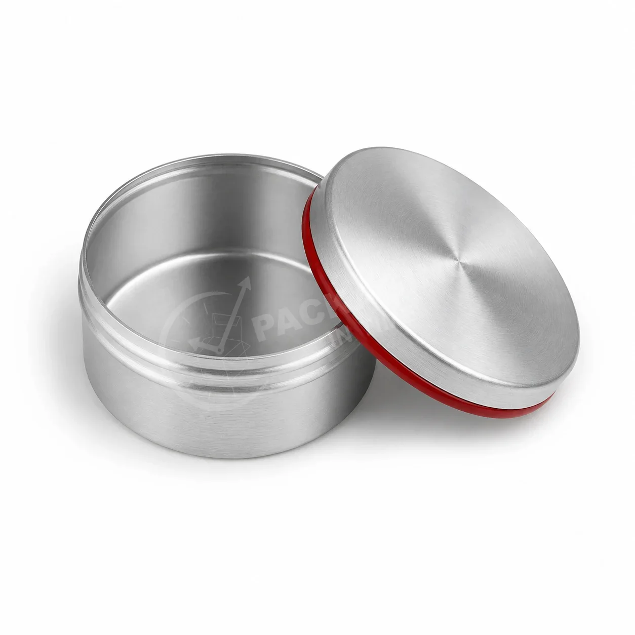 Brushed Aluminum Tin with Red Accent Band image 2