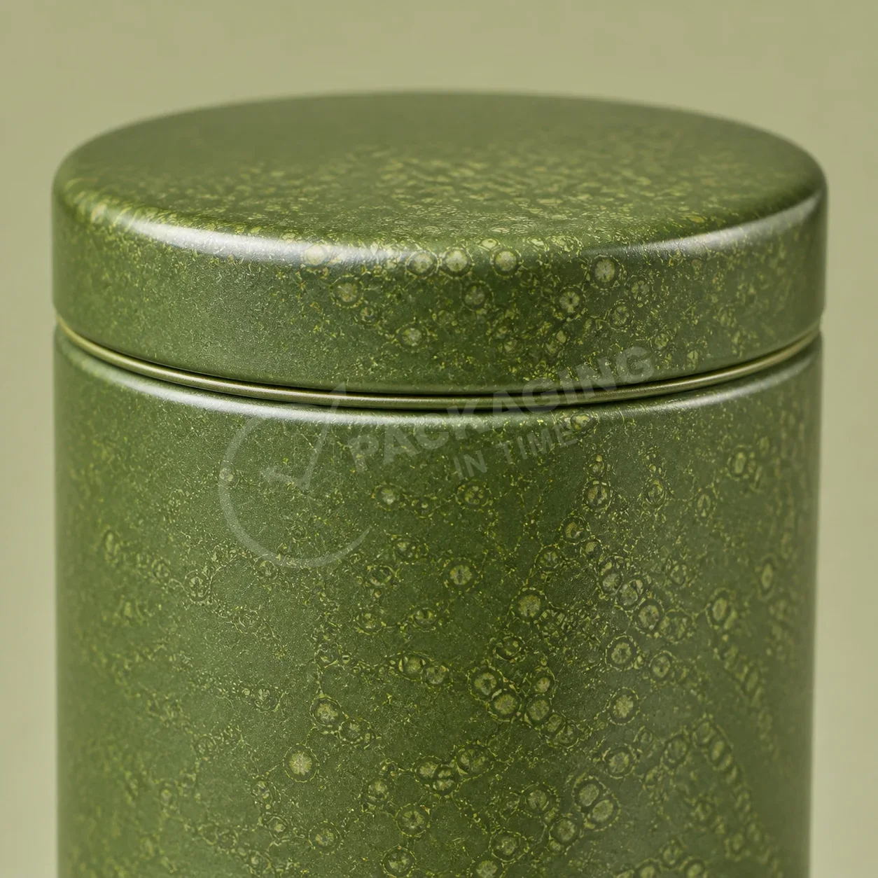 Sage Green Botanical Tin Canister with Lid