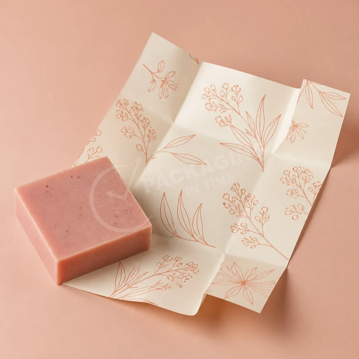 Botanical Wrapping Paper with Tan Circle Closure