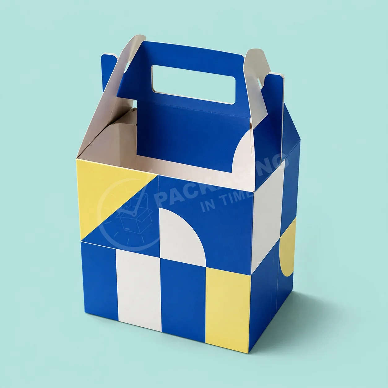 Cobalt Gable Box with Handle – Geometric Design image 2