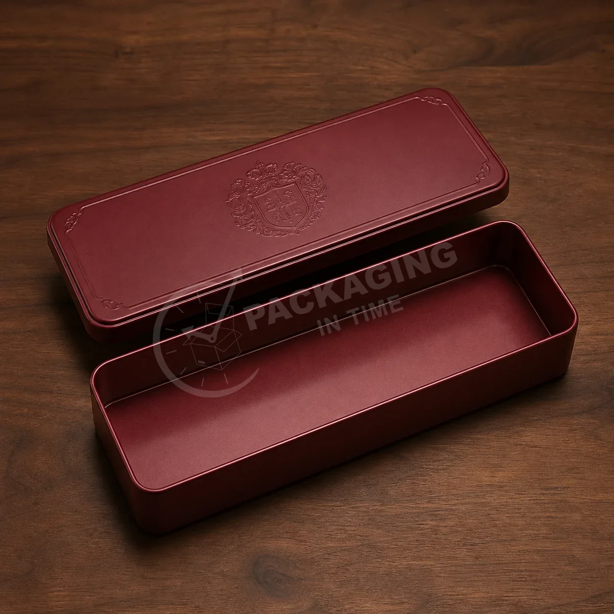 Burgundy Embossed Tin Box with Gold Trim image 2