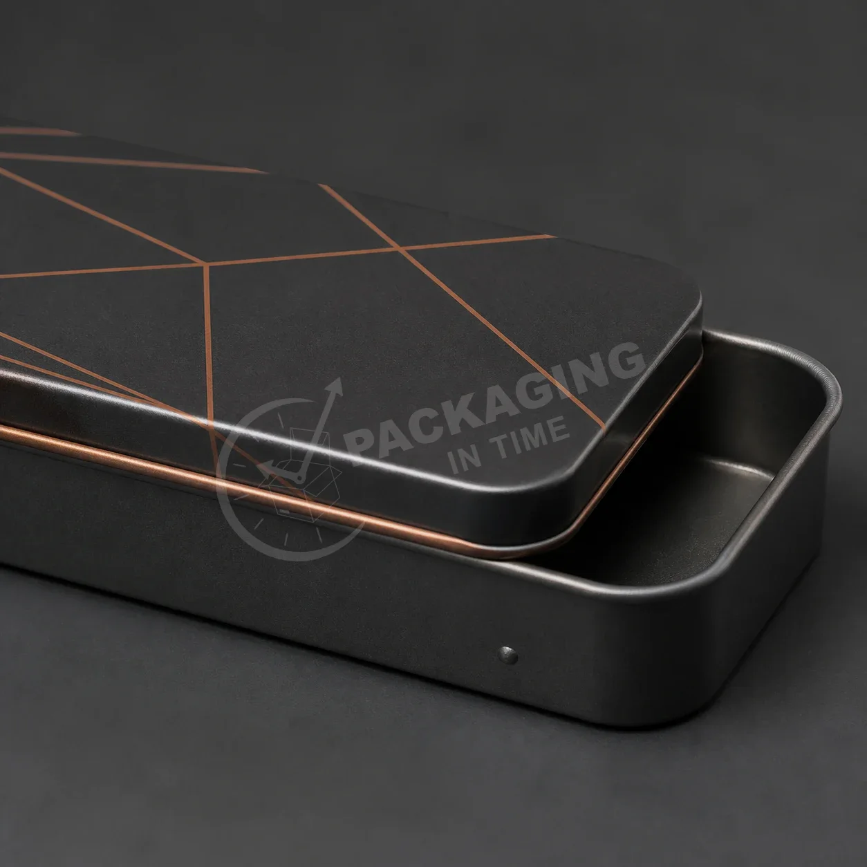 Dual Nest Slim Tin Packaging with Geometric Design