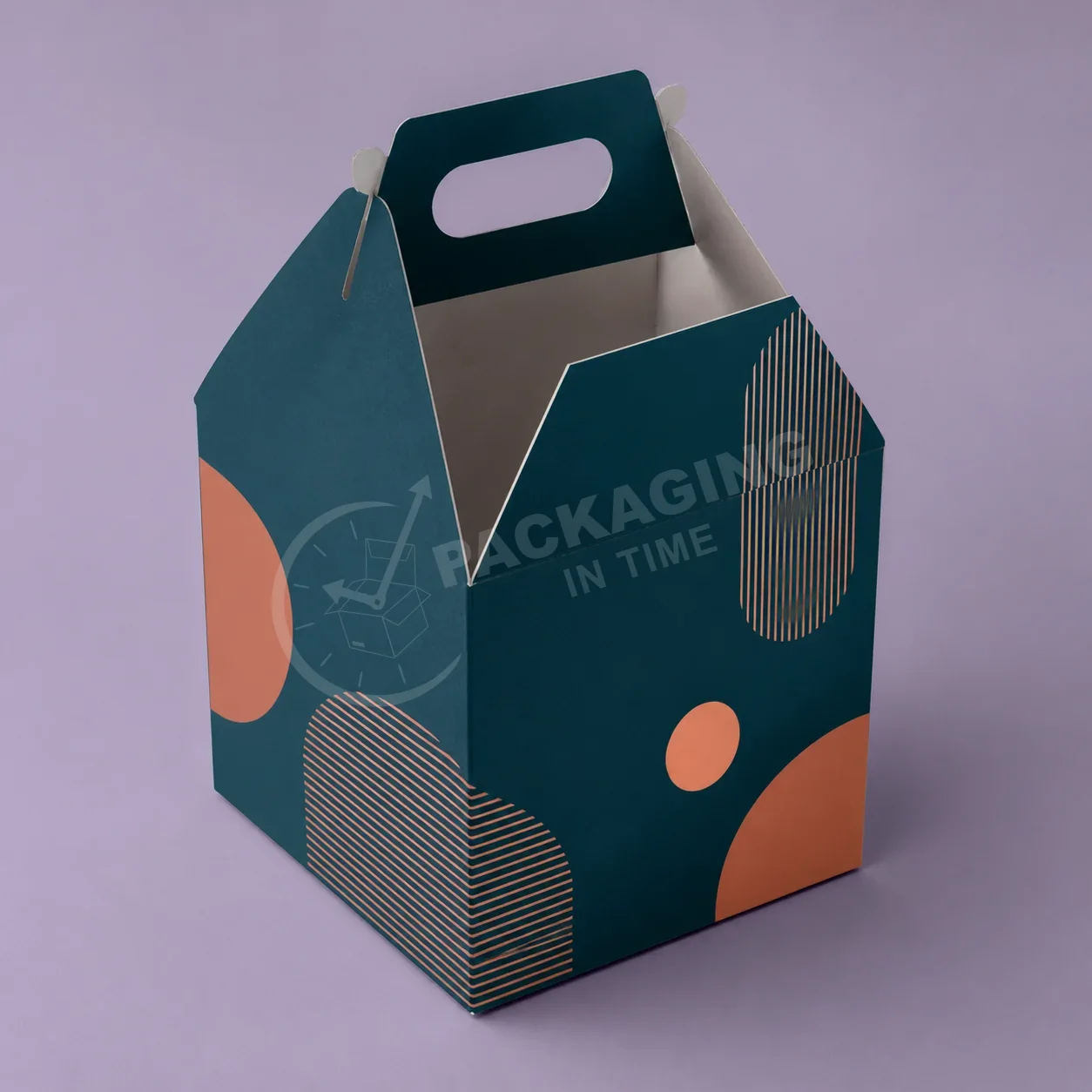 Teal Gable Box with Modern Geometric Design image 2