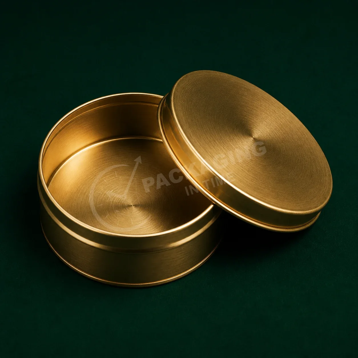 Brushed Gold Round Tin with Lid image 2