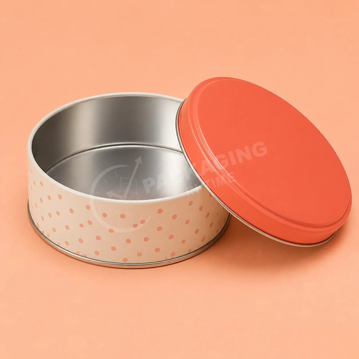 Polka Dot Tin Container with Red Lid and Metal Clasp image 2