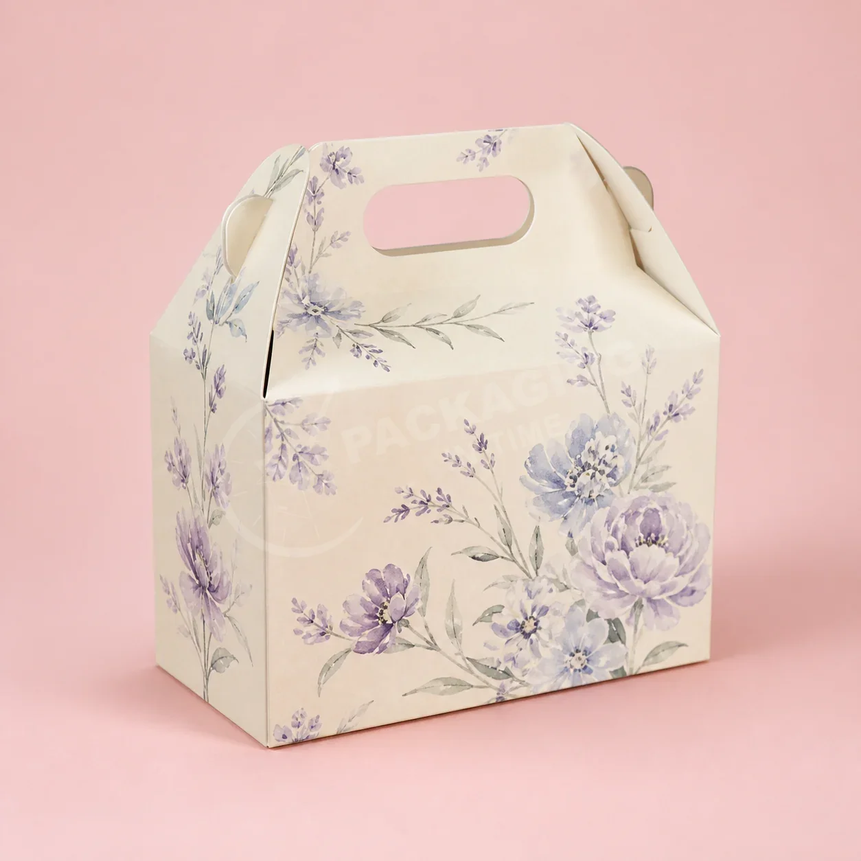 Lavender Floral Gable Box with Handle image 3