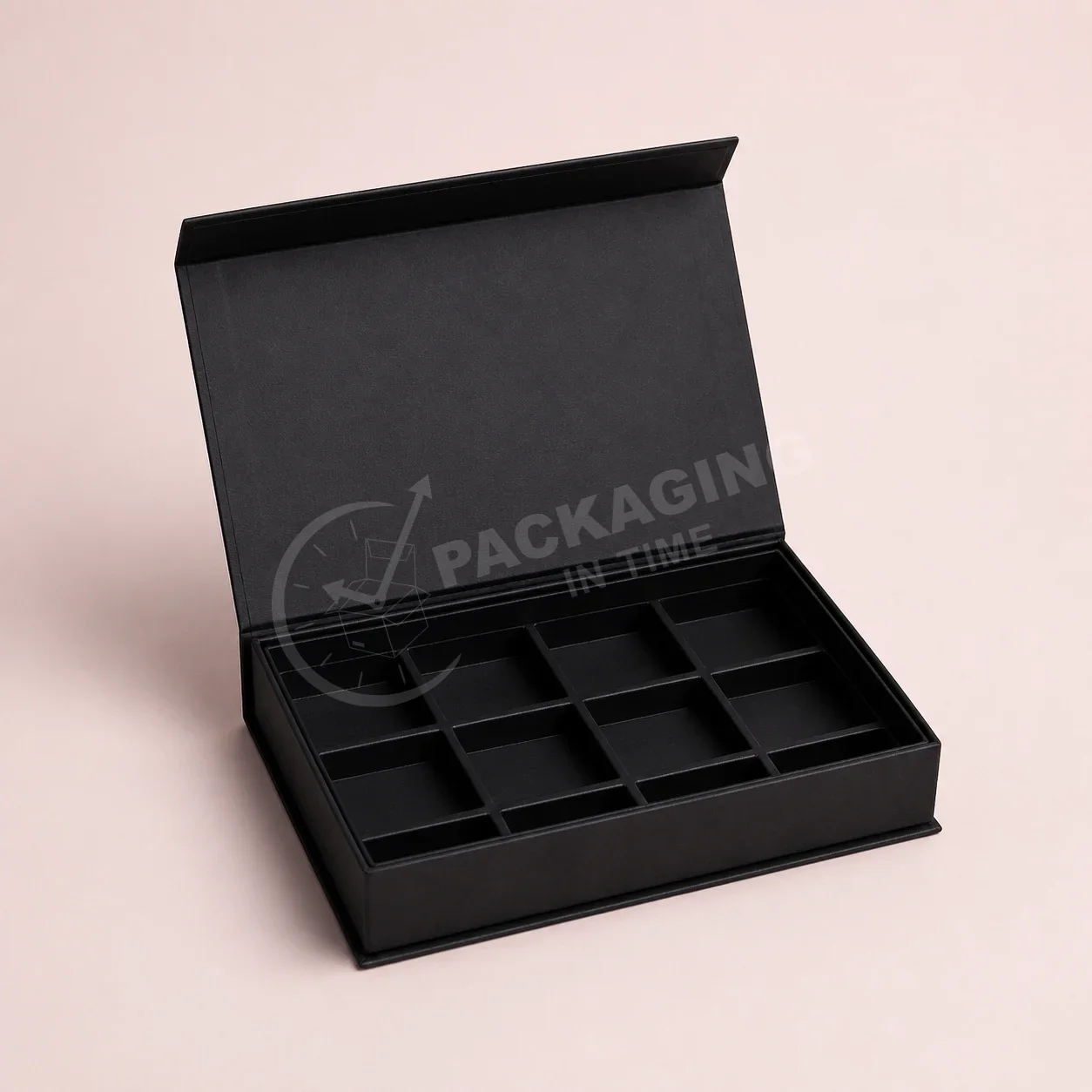 Black Chocolate Box with Divided Compartments image 2
