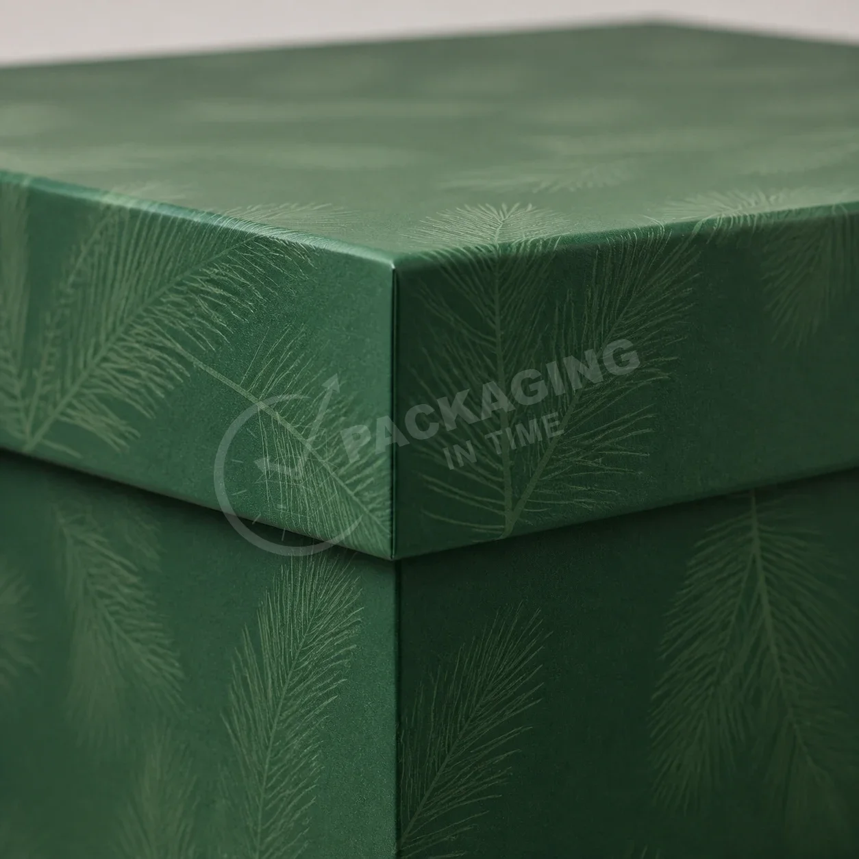 Verdant Noel Gift Box with Fern Leaf Pattern