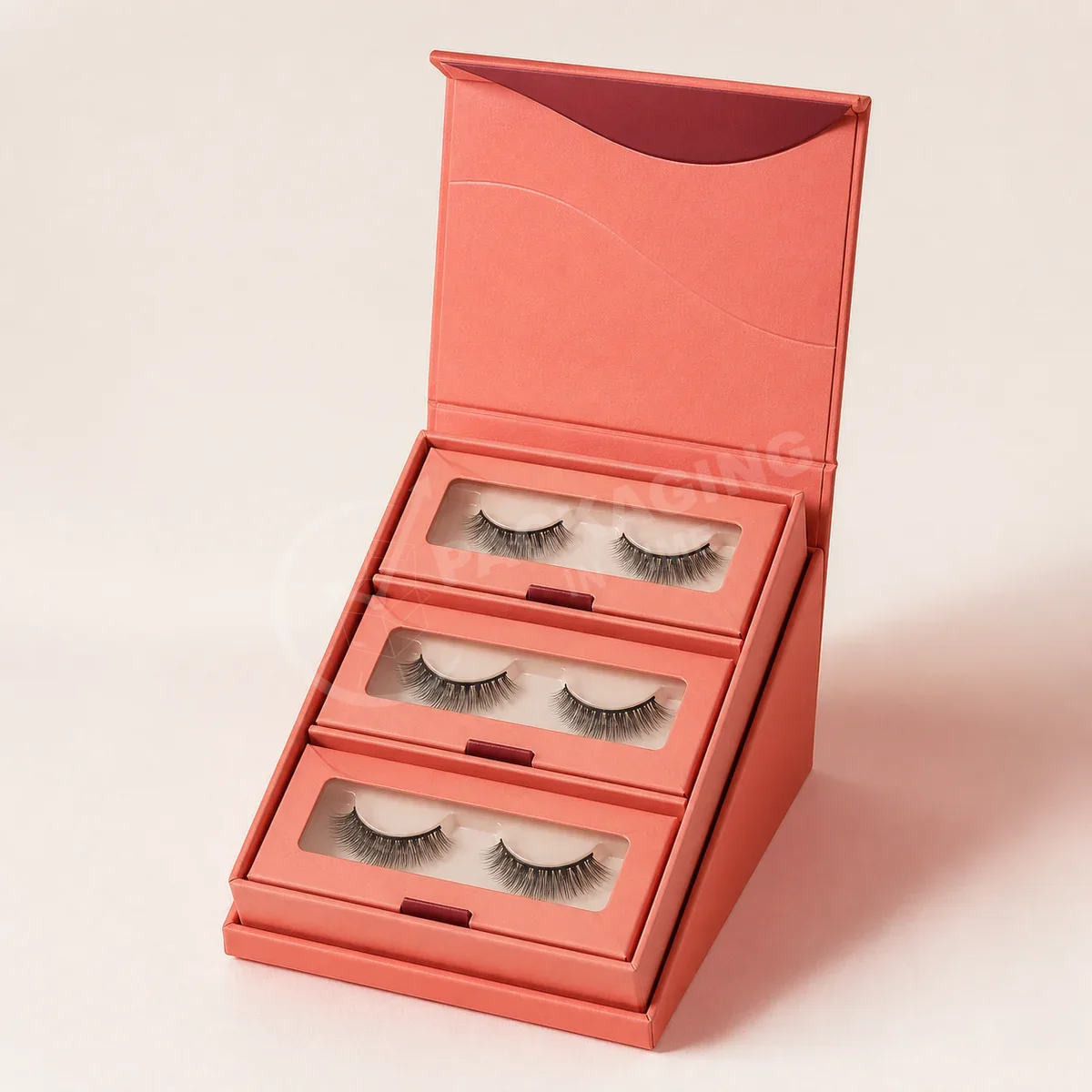 Luxury Eyelash Window Box with Multi-Tier Display