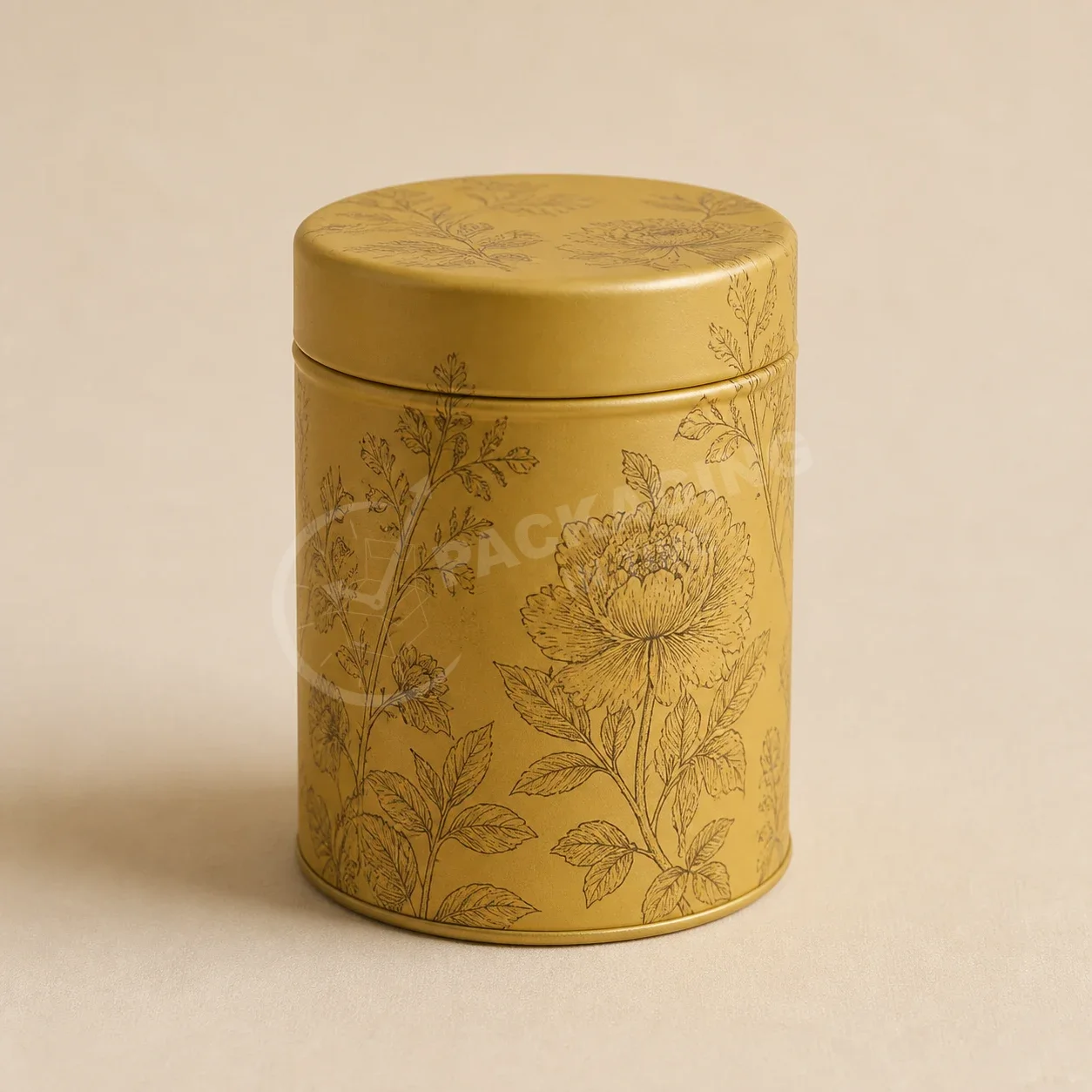 Vintage-Inspired Gold Botanical Tin with Matching Lid image 2