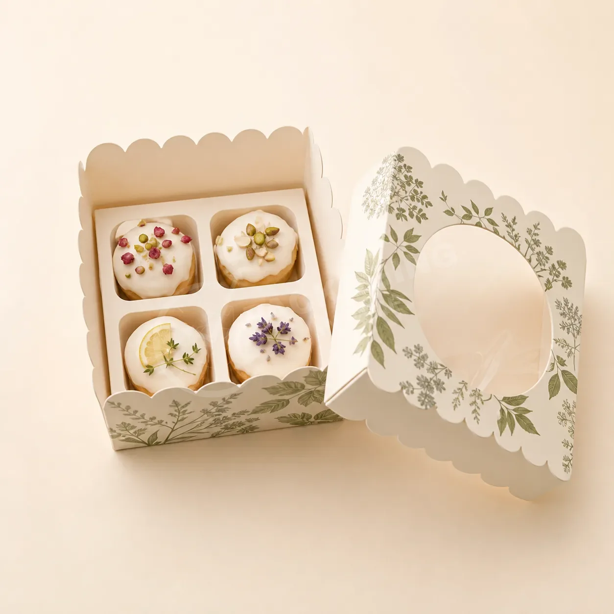 Scallop-Edge Bakery Display Boxes with Window – Assorted Styles