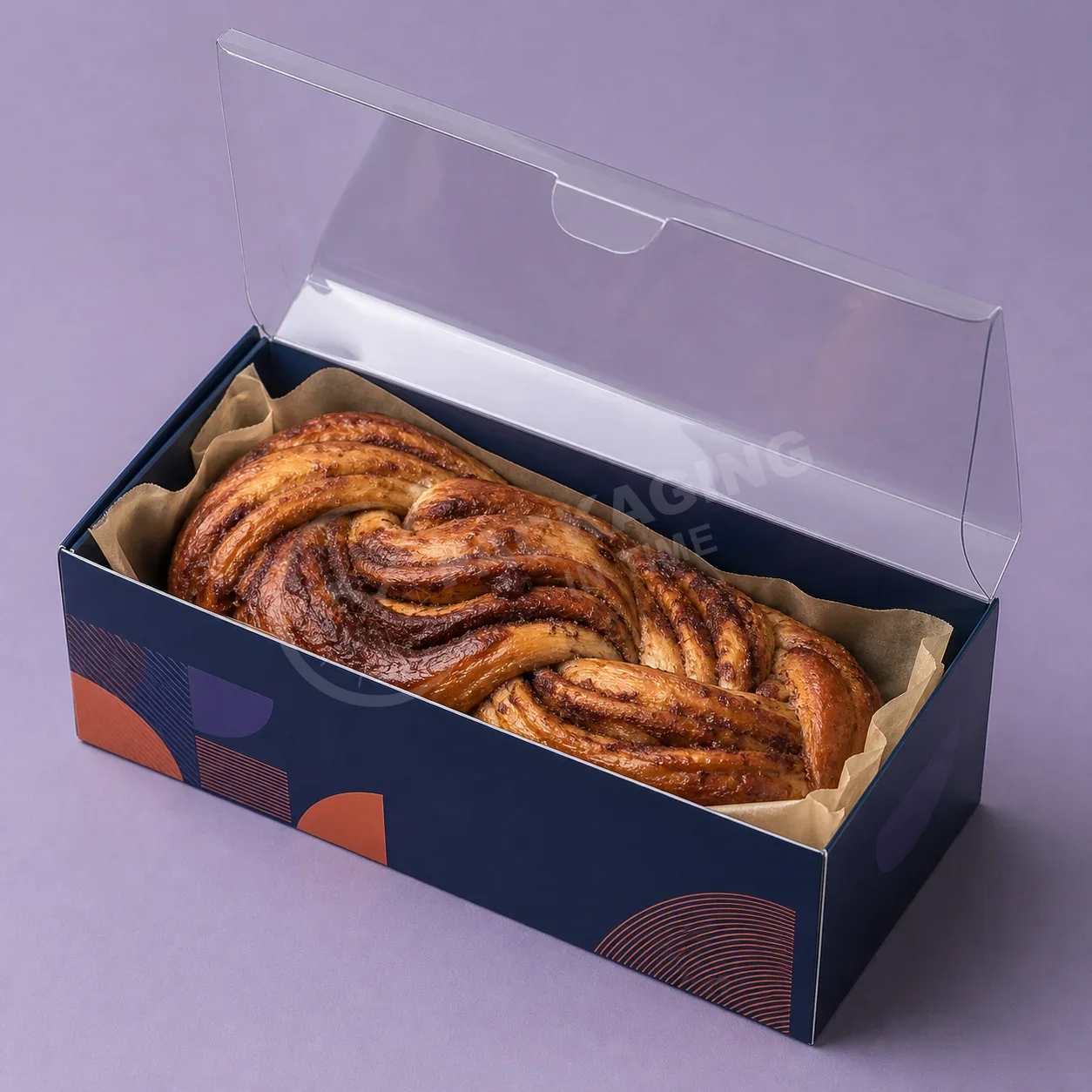 Clear Lid Loaf Box with Kraft Base and Custom Design image 2