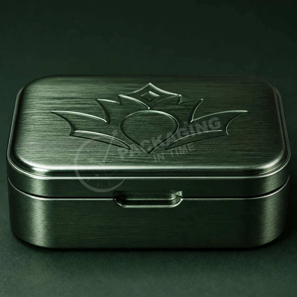 Pressmark Slim Metal Tin with Embossed Decorative Lid