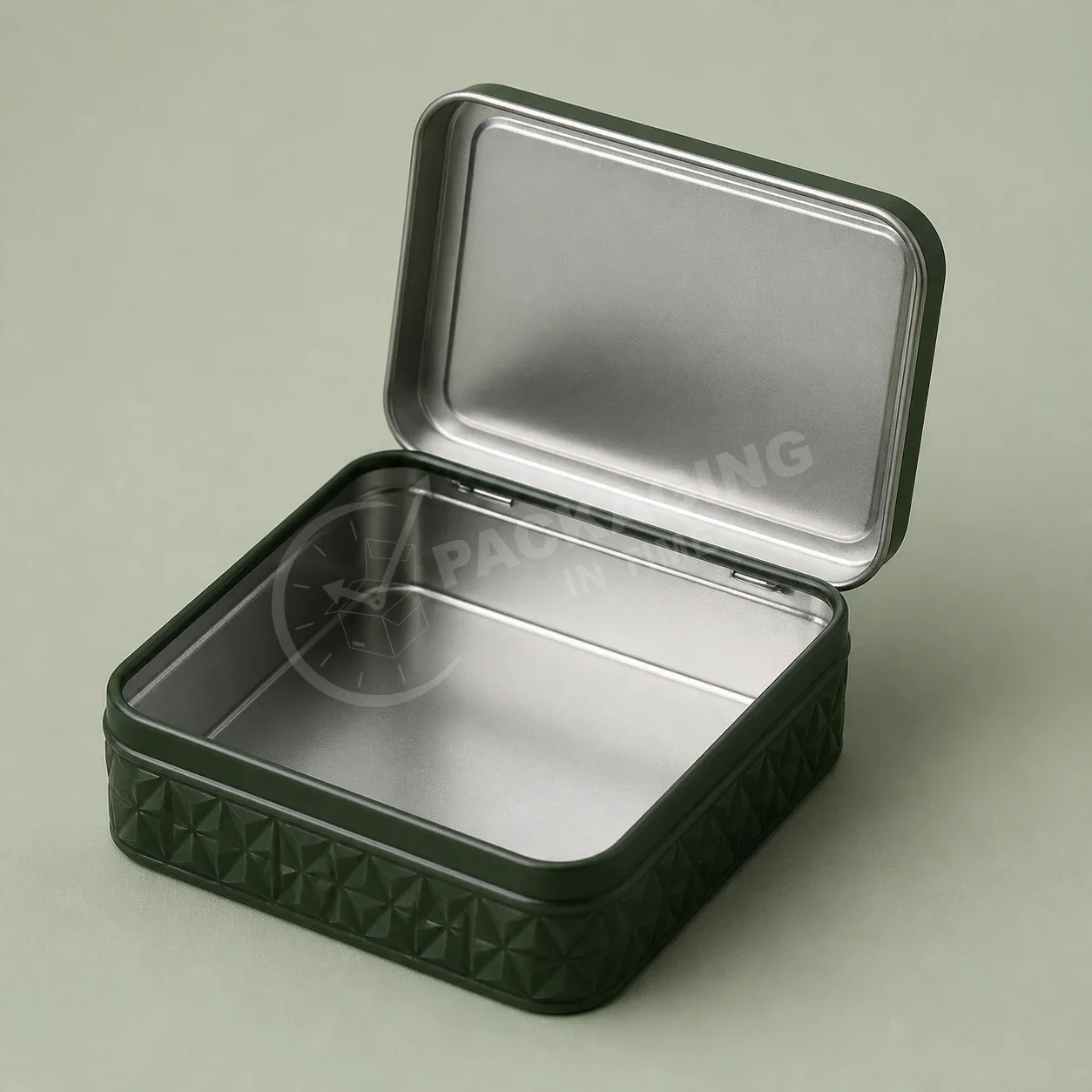 Square Hinge Tin with Quilted Diamond Pattern image 2