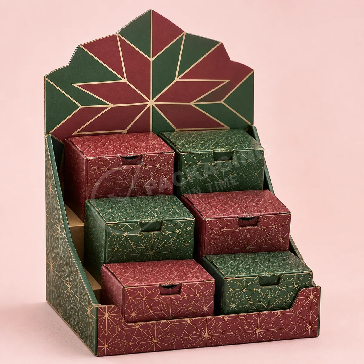 Tiered Holiday Display Box with Geometric Snowflake Design image 2
