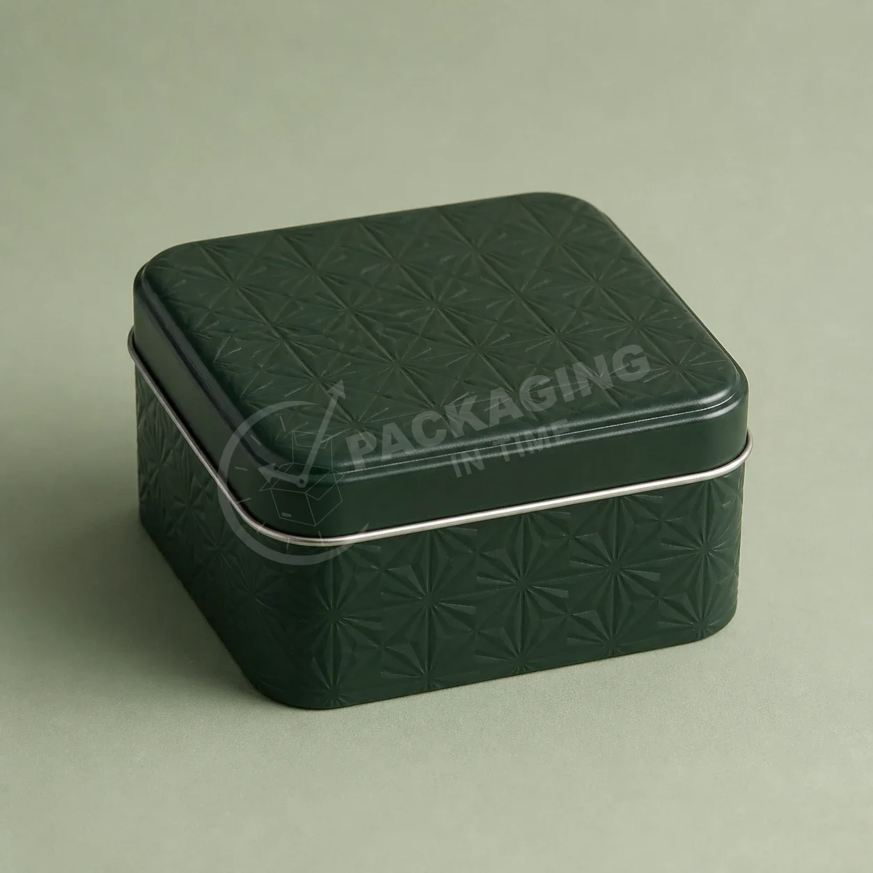 Square Hinge Tin with Quilted Diamond Pattern image 3